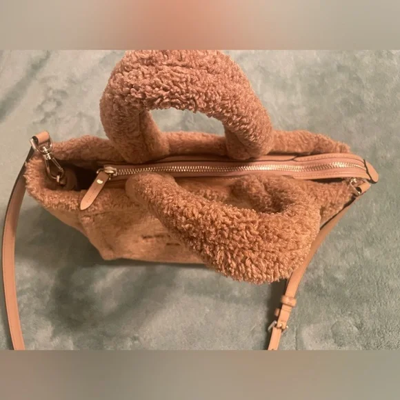 Kate Spade Unique Brown Teddy Shoulder Bag with Removable Strap - Picture 9 of 11